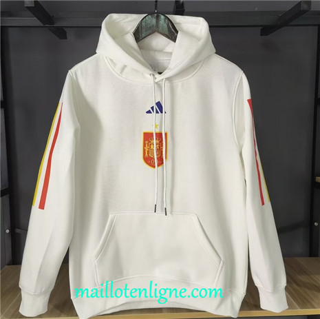 Thai Maillot Ensemble Espagne Sweat A Capuche Blanc 2022 2023 maillotenligne 0823