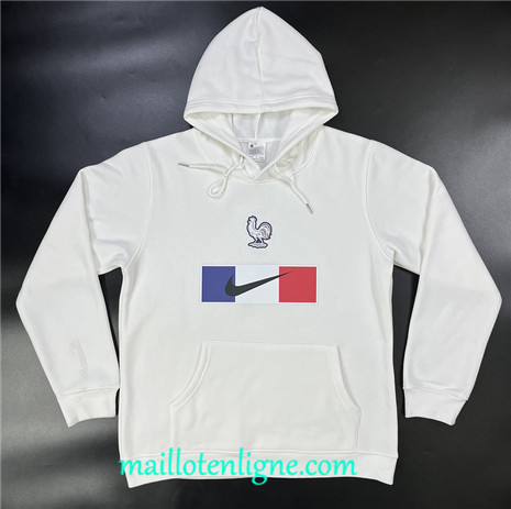 Thai Maillot Ensemble France Sweat A Capuche Blanc 2023 2024 maillotenligne 0826