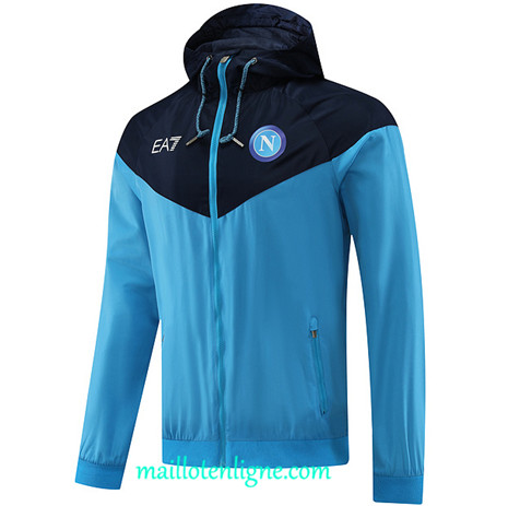 Thai Maillot Ensemble Naples Coupe vent Bleu 2022 2023 maillotenligne 0846