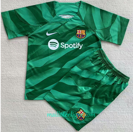 Thai Maillot du Barcelone Enfant Gardien de but Vert 2023 2024