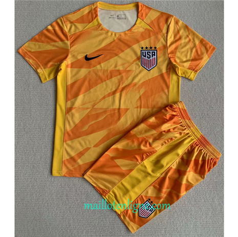 Thai Maillot du Etats-Unis Enfant Gardien de but Jaune 2023 2024