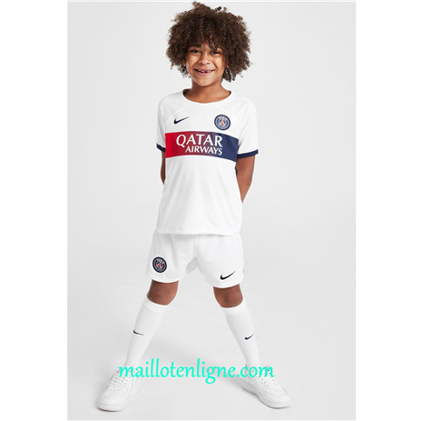 Thai Maillot du Paris Saint-Germain Enfant Exterieur Blanc 2023 2024