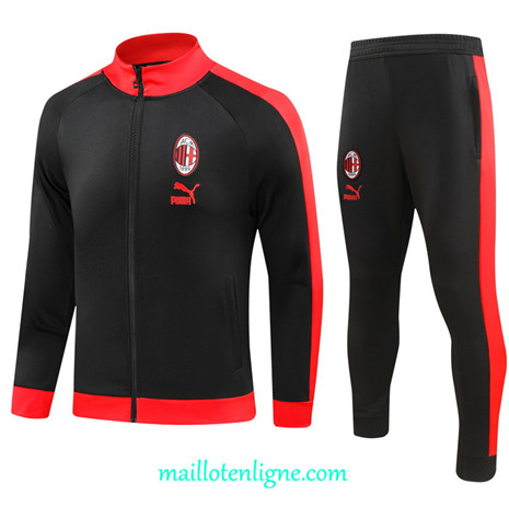 Thai Maillot Ensemble AC Milan Veste Survetement 2023 2024 Noir ML0245