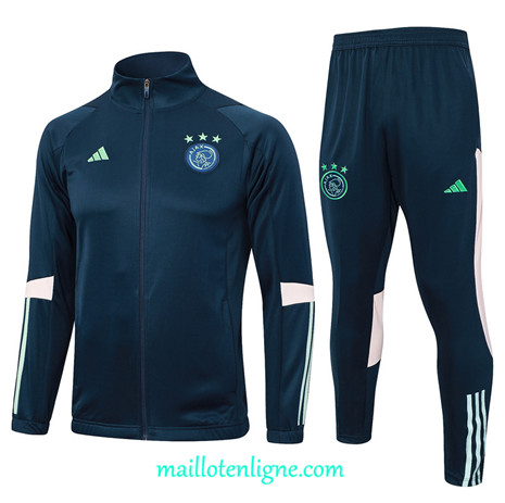 Thai Maillot Ensemble AFC Ajax Veste Survetement 2023 2024 Bleu ML0252