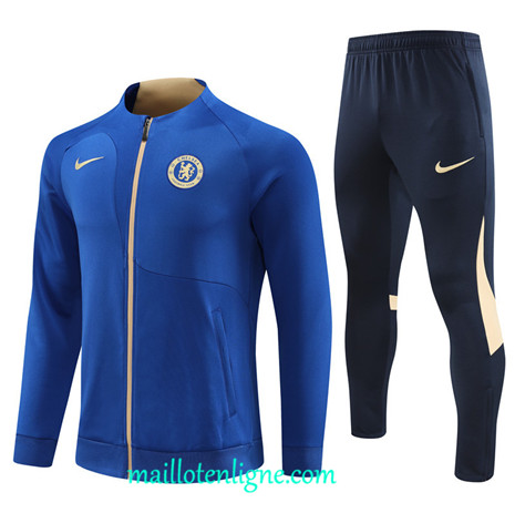 Thai Maillot Ensemble Chelsea Veste Survetement 2023 2024 Bleu ML0318