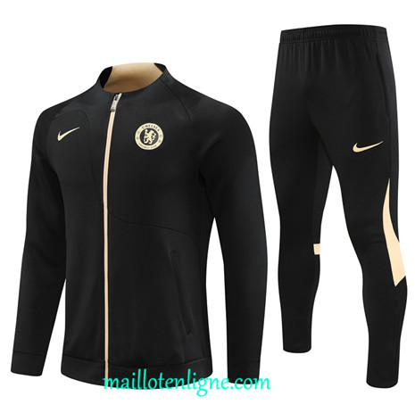 Thai Maillot Ensemble Chelsea Veste Survetement 2023 2024 Noir ML0319