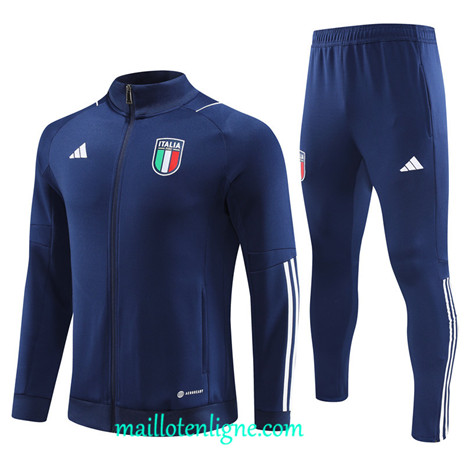 Thai Maillot Ensemble Italie Enfant Veste Survetement 2023 2024 Bleu ML0737