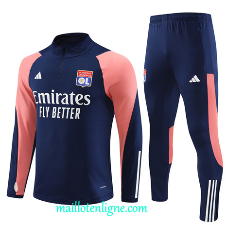 Thai Maillot Ensemble Lyon Enfant Survetement 2023 2024 Bleu ML0739