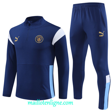 Thai Maillot Ensemble Manchester City Enfant Survetement 2023 2024 Bleu ML0743