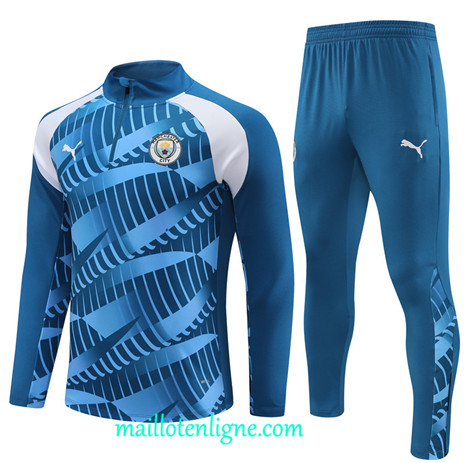 Thai Maillot Ensemble Manchester City Enfant Survetement 2023 2024 Bleu ML0745