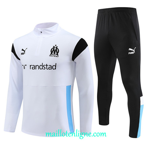 Thai Maillot Ensemble Marseille Enfant Survetement 2023 2024 Blanc ML0761