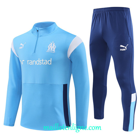 Thai Maillot Ensemble Marseille Enfant Survetement 2023 2024 Bleu ML0763