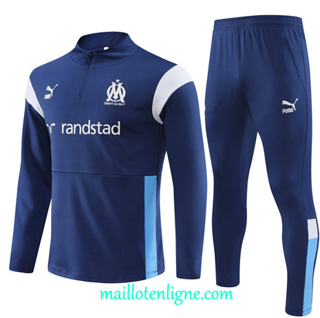 Thai Maillot Ensemble Marseille Enfant Survetement 2023 2024 Bleu ML0764