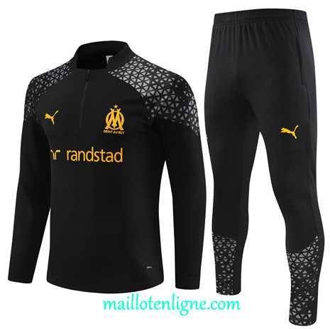 Thai Maillot Ensemble Marseille Enfant Survetement 2023 2024 Noir ML0767