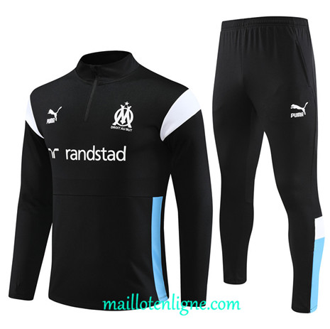 Thai Maillot Ensemble Marseille Enfant Survetement 2023 2024 Noir ML0768