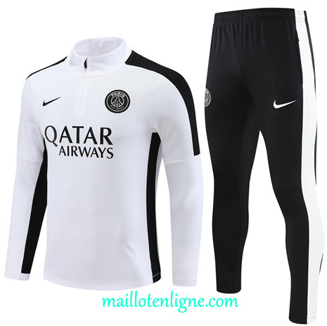 Thai Maillot Ensemble Paris Saint-Germain Enfant Survetement 2023 2024 Blanc ML0774