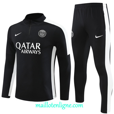 Thai Maillot Ensemble Paris Saint-Germain Enfant Survetement 2023 2024 Noir ML0785