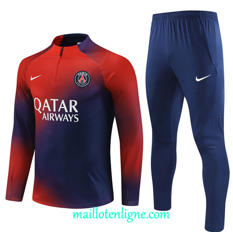 Thai Maillot Ensemble Paris Saint-Germain Enfant Survetement 2023 2024 Rouge ML0788