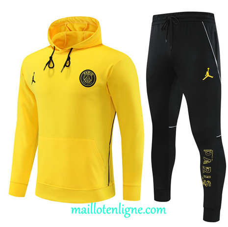 Thai Maillot Ensemble Paris Saint-Germain Enfant Survetement à Capuche 2023 2024 Jaune ML0793