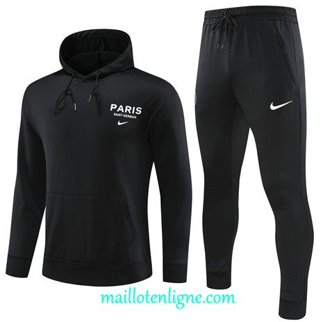 Thai Maillot Ensemble Paris Saint-Germain Enfant Survetement à Capuche 2023 2024 Noir ML0794