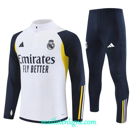 Thai Maillot Ensemble Real Madrid Enfant Survetement 2023 2024 Blanc ML0815