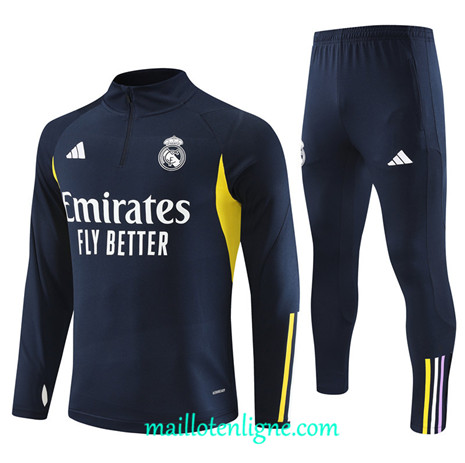 Thai Maillot Ensemble Real Madrid Enfant Survetement 2023 2024 Bleu Marine ML0819