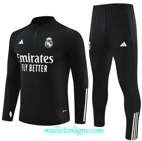 Thai Maillot Ensemble Real Madrid Enfant Survetement 2023 2024 Noir ML0820