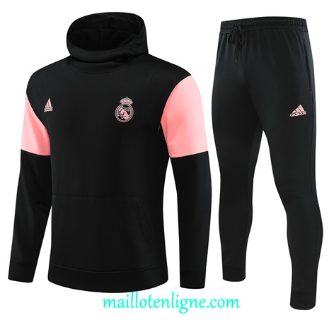 Thai Maillot Ensemble Real Madrid Enfant Survetement à Capuche 2023 2024 Noir ML0821