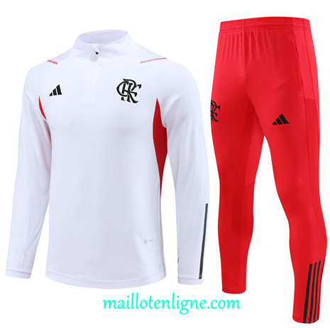 Thai Maillot Ensemble Flamengo Survetement 2023 2024 Blanc ML0338