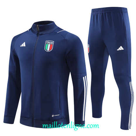 Thai Maillot Ensemble Italie Veste Survetement 2023 2024 Bleu ML0346