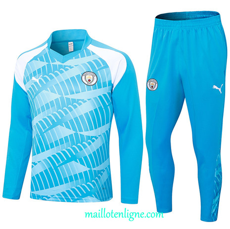 Thai Maillot Ensemble Manchester City Survetement 2023 2024 Bleu ML0357