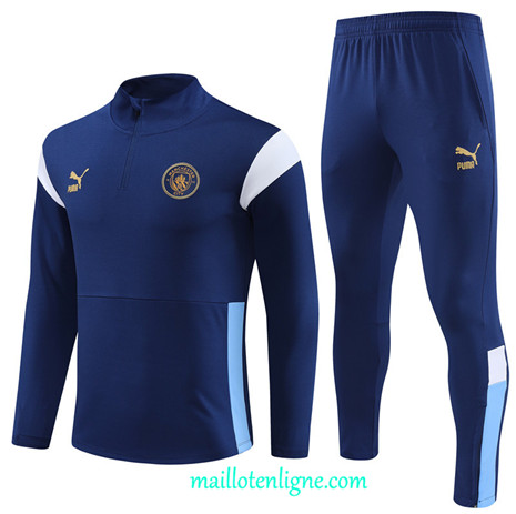 Thai Maillot Ensemble Manchester City Survetement 2023 2024 Bleu ML0358