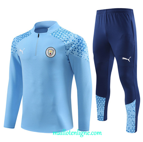 Thai Maillot Ensemble Manchester City Survetement 2023 2024 Bleu ML0361