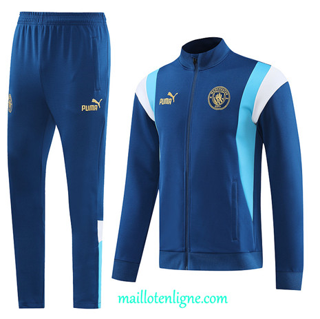 Thai Maillot Ensemble Manchester City Veste Survetement 2023 2024 Bleu ML0365