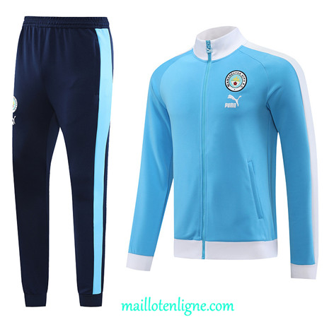 Thai Maillot Ensemble Manchester City Veste Survetement 2023 2024 Bleu ML0366