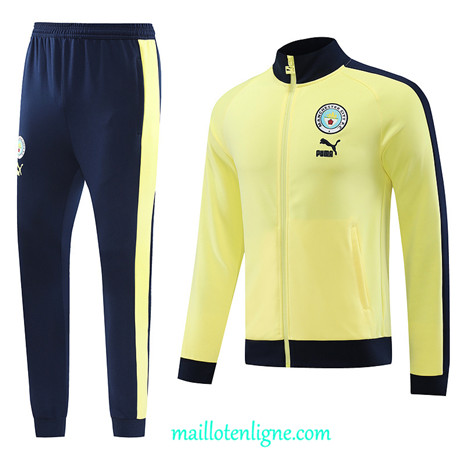 Thai Maillot Ensemble Manchester City Veste Survetement 2023 2024 Jaune ML0367