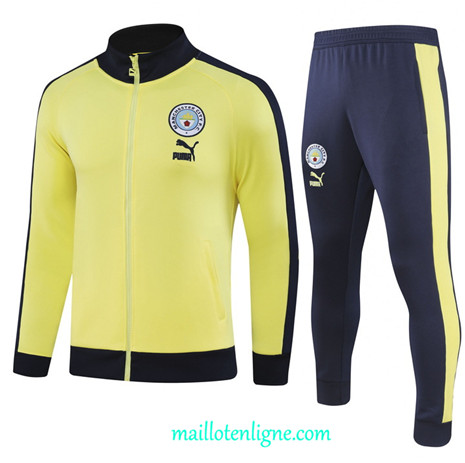 Thai Maillot Ensemble Manchester City Veste Survetement 2023 2024 Jaune ML0369