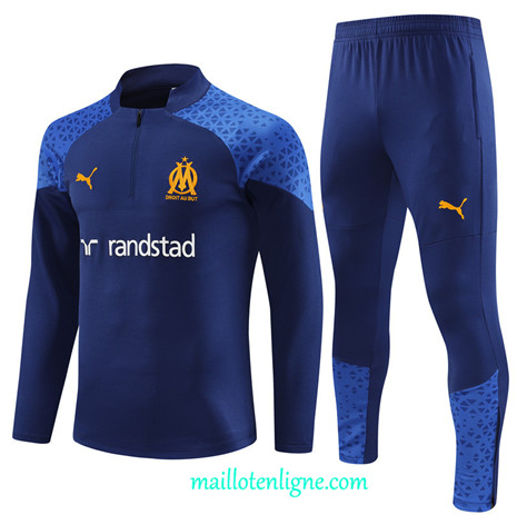 Thai Maillot Ensemble Marseille Survetement 2023 2024 Bleu Marine ML0394