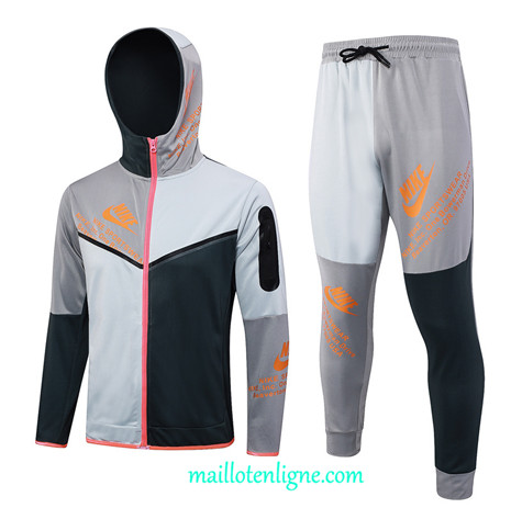 Thai Maillot Ensemble Nike Veste Survetement à capuche 2023 2024 Gris ML0461