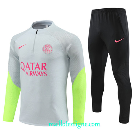 Thai Maillot Ensemble Paris Saint-Germain Player Survetement 2023 2024 Gris ML0489