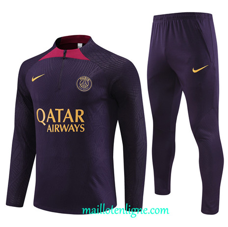 Thai Maillot Ensemble Paris Saint-Germain Player Survetement 2023 2024 Violet ML0493