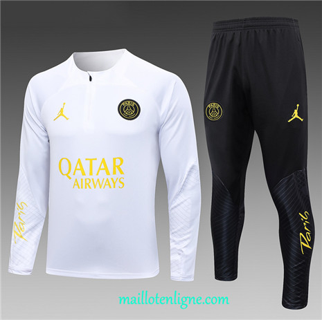 Thai Maillot Ensemble Paris Saint-Germain Survetement 2023 2024 Blanc ML0494