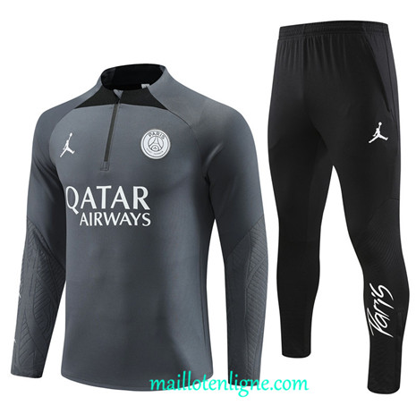 Thai Maillot Ensemble Paris Saint-Germain Survetement 2023 2024 Gris ML0501