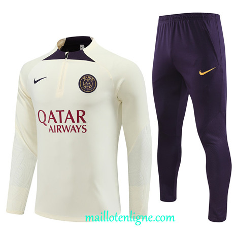 Thai Maillot Ensemble Paris Saint-Germain Survetement 2023 2024 Jaune ML0504