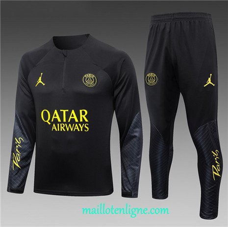 Thai Maillot Ensemble Paris Saint-Germain Survetement 2023 2024 Noir ML0507