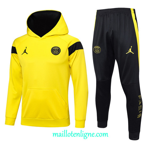 Thai Maillot Ensemble Paris Saint-Germain Survetement à capuche 2023 2024 Jaune ML0517