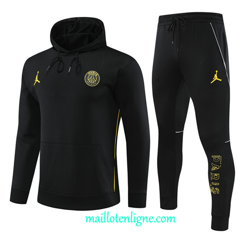 Thai Maillot Ensemble Paris Saint-Germain Survetement à capuche 2023 2024 Noir ML0521