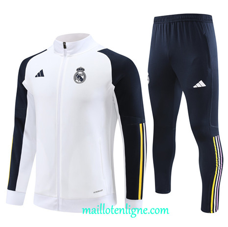 Thai Maillot Ensemble Real Madrid Veste Survetement 2023 2024 Blanc ML0553