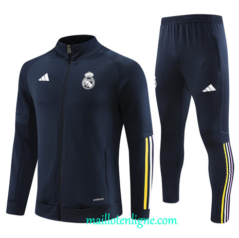 Thai Maillot Ensemble Real Madrid Veste Survetement 2023 2024 Bleu ML0555