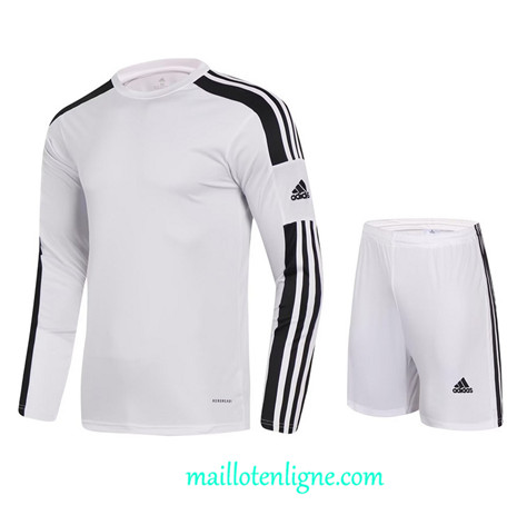 Thai Maillot Ensemble Adidas Manche Longue + Short 2023 2024 Blanc ML1181